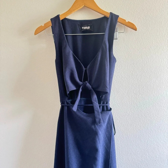 Reformation Navy Blue Kai Front Tie Wrap Maxi Dress Size XS - Picture 11 of 13